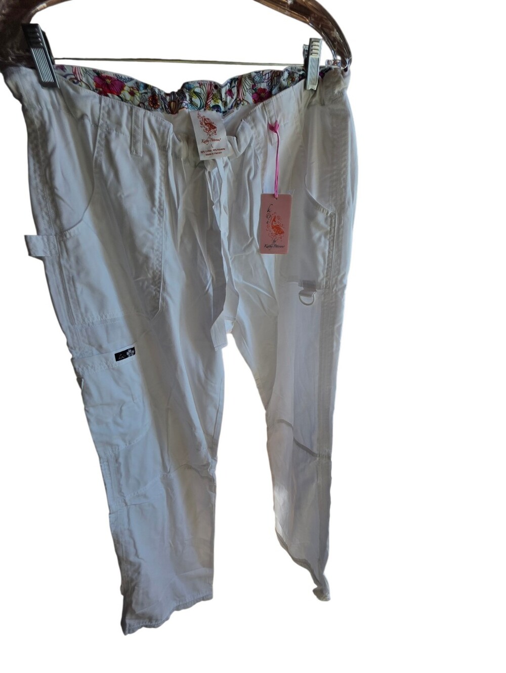koi Cargo Drawstring Pants with Floral Waistband
